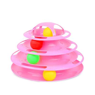 Four-layer track cat turntable hot sell 4 layers plastic funny pet playing scratcher scratch tunnel balls cat turntable toy